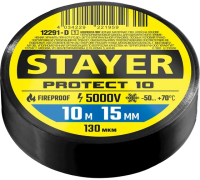 12291-D_z01 Изолента ПВХ STAYER PROTECT-10, 15 мм х 10 м, 5 000 В, черная, Professional
