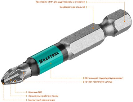 26122-2-50-10 Бита Kraftool Optimum Line PH2x50мм