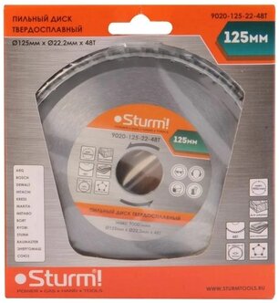 9020-125-22-48T Пильный диск 125x22x48 Твердосплав.Sturm