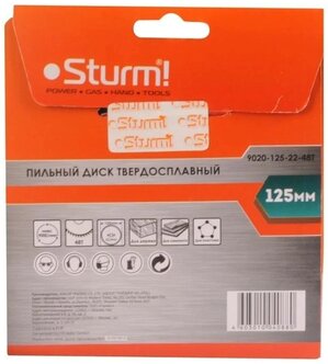 9020-125-22-48T Пильный диск 125x22x48 Твердосплав.Sturm