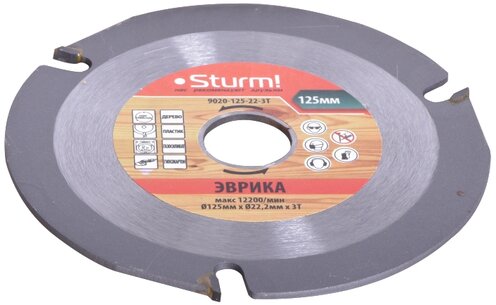 9020-125-22-3T Пильный диск по дер для УШМ, 125x22x3 зуба, Sturm! STURM