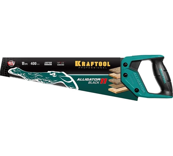 15205-40 Ножовка по дереву KRAFTOOL  Alligator Black 11, 400 мм