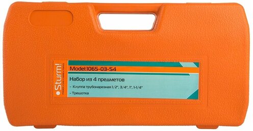 1065-03-S4 Резьбонарезной набор, 4 клуппа (1/2, 3/4, 1, 1-1/4 + трещотка) STURM