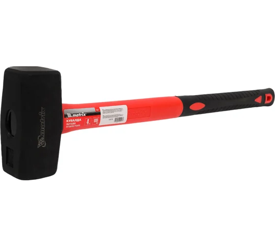 10976 Кувалда 4 кг, фибергласовая обрезиненная рукоятка 600 мм// Matrix