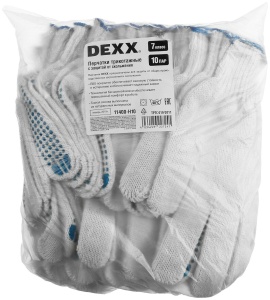 11400-H10 DEXX перчатки, х/б, с ПВХ покрытием
