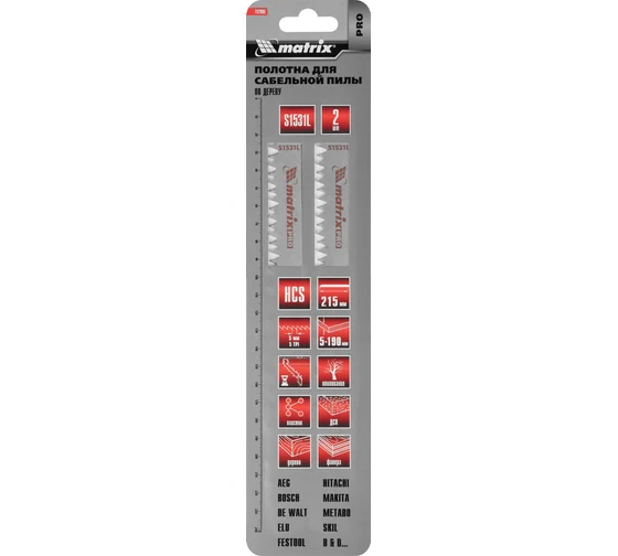 782005 Полотна по дереву для сабельной пилы S644D 125 / 4,3 мм, HCS, 2 шт., PRO// Matrix