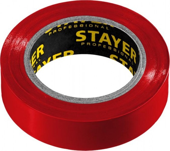 12291-R_z01 Изолента ПВХ STAYER PROTECT-10, 15 мм х 10 м, 5 000 В, красная, Professional