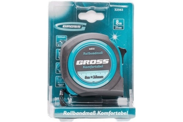 32563 Рулетка Komfortabel,8мx25мм,обрезин корп.//Gross