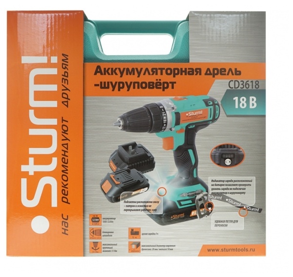Акк. дрель Sturm CD3618