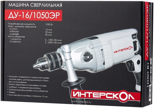 Дрель Интерскол ДУ-16/1050ЭР